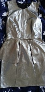 New H&M Silver Retro Lunar Peplum Dress